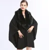 ヨーロッパ秋冬プラスサイズの女性のニットケープクロークコートFaux Fox Fular Collar Outwear Ponchos Lady's Cardigan PonchoコートC4007
