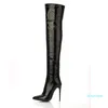 Hot Sale-Women High Heels Tall Boots Sexiga Patentläder Högklack över knä Stövlar För Kvinnor Ladies Pole Dans Stövlar Storlek 35-43