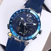 Executive El Toro/Black Toro GMT 322-00-3/BQ Mens Watch Perpetual Calendar White Blue Dial Steel Case Blue Rubber Strap Gent Watches Hello_Watch F26A (6)