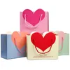 Hjärta papper presentväska bärbar utsökt papperspåse bärbar kärlek hjärtformad förpackning shoppingväska valentin dag bröllopsfest dekor