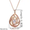 Classique 18K plaqué or Rose véritable autriche cristal pendentif colliers goutte boucle d'oreille mode femmes ensembles de bijoux