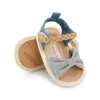 3 colors Girls sandals Soft bottom anti-skid baby sandal kids girl Lace Denim Patchwork Bow baby First Walkers shoes Z01