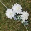 Fake Long Stem Autumn Dahlia Flower Branch Simulation Oil Painting Dahlias for Home Wedding Decorative Artificial Flower