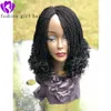 14inch black Braided Kinky wig handmade short braided wig for black women Micro full lace front wig natural hairline2641356