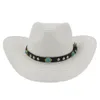 À la mode été chapeau de plage Cowboy papier chapeaux de paille pour hommes femmes large bord Panama Style pare-soleil casquette avec ceinture décor