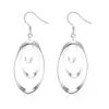 Plated sterling silver Three round earrings DASE180 size 6.4CM*2.5CM;women's 925 silver plate Hoop & Huggie jewelry earring