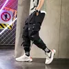 LESBAR Gürtel Cargo Pants Men Herren Street Joggers Hosen-Mann Hip Hop Taschen Jogginghose 3XL Schwarz Kleidung