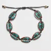 Conchas artesanais jóias de malha pulseiras arco-íris colorido mão knit meninas grânulos strand pulseiras ajustáveis ​​trançado charme pulseiras para mulheres