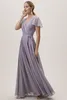 Country Bridesmaid Dresses V Neck A Line Short Sleeves Chiffon Floor Length Cheap Prom Dress Formal Party Gowns5646083