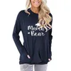 9 colores de alta calidad para mujer Mama Bear letras impresas sueltas cuello redondo manga larga camiseta talla S a 2XL