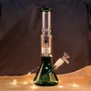 REANICE Shisha Grüne Glasbong zum Rauchen von Wasserpfeifen, 14,5 mm Schüsseln, Höhe 29,5 cm, handgefertigte Bongs mit Downstem