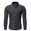 2019 nouveaux hommes col de chemise à manches longues chemise sort couleur impression simple loisirs chemises personnalisées 5304