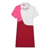 Mode Marke Krokodil Frauen Polo Kleid Casual Patchwork Kurzarm Weibliche Kleid Sommer Elegante Kleider Für Frauen 3 Farben