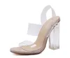Hot Sale-Concise ankle transparent high heel sandals women shoes 2017