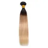 Extensões de cabelo virgem brasileiro 1B/27 Ombre cabelo humano 3 pacotes com fechamento de renda 4X4 em linha reta 4 peças/lote 1B 27 produtos de cabelo