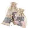 Sieraden Pouch Gift Bag Bruiloft Gunst Cosmetica Sieraden Pocket Transparent Linnen Trekkoord Opbergtas Kleine Reclame Promotie