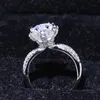 Vecalon nuovissimo gioielli di lusso vendita calda di alta qualità argento sterling 925 taglio rotondo zaffiro bianco diamante CZ festa nuziale anello regalo