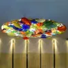 Nordic Hand Blown Glass Art Ceiling Lighting Decorative Flower Chandeliers Light Italian Murano Plates Pendant Chandelier Lamps