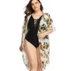 Sarongs Chiffon Floral Beach täcker kvinnor plus storlek strandkläder mesh klänning bikini sarong wrap baddräkt tunic1