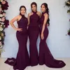 Sexig druvkorgsjagad brudtärklänning Lång High Neck Wedding Guest Black Girl Wedding Prom Evening Party Gowns