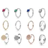 Nuovo anello in argento sterling 925 di alta qualità 925 Le goccioline di zirconium a quattro colori possono essere impilate logo originale per il regalo di compleanno