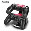 Dual new arrival LED USB Chargedocking Cradel Station Stand for wireless Sony Playstation 4 PS4 Game Controller Charger Free Ship