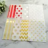 Confezione regalo 25 pezzi Foglio rosa / oro Dot Stripe Sacchetto di carta Bomboniera per bomboniere Sacchetti di caramelle Imballaggio Dolcetto Craft Popcorn Bag1