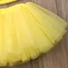 Tenue de jupe d'été pour bébé 3pcsset avec gros bandeau de cheveux et haut tube jupe courte en gaze enfants couleur jaune unie fille designer skir6101528