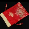 Jacquard Chrysanthème Pivoine Damassé Sacs Cadeaux Cordon Brocart De Soie Chinoise Pochette Petit Bijoux Pochette De Rangement Tissu Emballage Sacs 2pcs