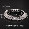 14mm Straight Edge Cuban Link Chain Bracelet Tennis Gold Silver Iced Out Cubic Zirconia HipHop Men Jewelry