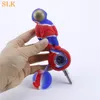 Creative Moon Spaceman Smoking Pipe 12cm-13cm Multifunction glass oil burner pipes Smoking bong Silicone case 420&710