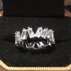 925 Srebrny Pierścień Pierścień Palec Zaręczyny Kamień Ślubne Pierścionki Pave Emerald-Cut Symulowany Diamentowy Platinum Rozmiar 5,6,78,9,10,11,12
