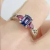 Bague de fiançailles de luxe en argent 925 avec diamant bleu pour femme, taille 6-10