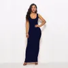 Kvinnor Sexig Bodycon Dress O-Neck Slim Maxi Klänning Hög Stretch Tank Robe Tunna Långa Klänningar Vestidos 2019 Ny sommar solid 14 färg