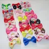 20Pcs/lot Handmade Pet Hair Bows Cute Ribbon Grooming Accessories Products Dogs Cats Little Flower Bows With Elastic Rubber Band Hot