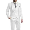 Vendita calda One Button Smoking dello sposo bianco Picco risvolto Uomo Wedding Party Groomsmen 3 pezzi Abiti (giacca + pantaloni + gilet + cravatta) K261