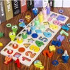 Montessori Educational Wooden Toys Children Busy Basches Math Fishing Children039s Preschina in legno Montessori Toy Counting Geome9652199