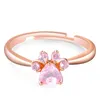 Rose Gold Crystal Dog Pae Pierścienie regulowane pierścionki Diamentowe moda biżuteria Hip Hip Biżuter