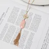 Fashion Oval Natural Stone White Turquoise Necklace Gold Metal Long Chain Sweater Tassels Statement Necklace