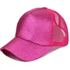 Glitter hästsvans baseball cap kvinnor snapback hatt sommar röriga bun mesh hattar avslappnade justerbara sport mössor