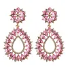 Fashion- hot sale earrings design luxury style glass stone paved dangle earrings Bling Crystal Drop Earrings For Women