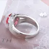 All'ingrosso-e anello da donna gioielli di design di lusso CZ diamante argento placcato moda rosso romantico anello da donna con scatola regalo per le vacanze