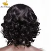 Peruca de cabelo de onda solta curta com bang ondulado full lacrewigs frontal lacewig para mulheres negras cutícula virgem alinhada