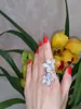 Vecalon Flower Promise Ring 925 sterling silver Diamond Big Engagement Fedi nuziali per donna Gioielli da dito