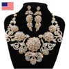 USA - lusso vintage gioielli set collana orecchini maxi donne grandi pendent dichiarazione economica Collares f1101 con strass 10 colori