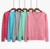 Mulheres roupas de lã malha casaco v-pescoço de v-garganta fina mais blusa de tamanho de malha de malha contínua ar condicionado casual cardigan knitwear outwear tops d6480