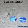 Toptan 45 90 Derece Cam Kül Catcher kaseleri DAB Rig Bongs için 14mm Erkek Eklemi Bubbler Adaptör Silikon Konteyneri