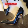 Seksi Lady Moda Tasarımcı Kadın Ayakkabı Siyah Deri Ediciler Point Toe High Topuklu İnce Topuklu Stiletto Striptizci Balo Pompaları Büyük Boy 12cm 44 Özel