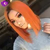 Hotselling black roots ombre orange color Short Bob Wigs Brazilian full Lace Front Wig synthetic heat resisatant hair For Black Women