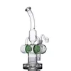 Colore verde da 11 pollici Tipo di riciclatore di bong in vetro unico Dab Rig e Perc Oil Rigs Ciotola articolata da 14 mm